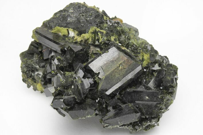 Lustrous, Epidote Crystal Cluster on Actinolite - Pakistan #213427
